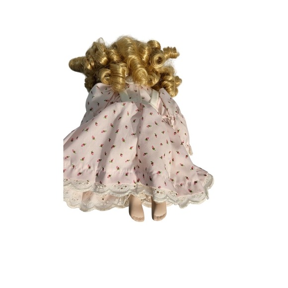 Royalton collection Porcelain‎ Doll Blonde Curly Hair Blue Eyes Pink Dress - Picture 9 of 9